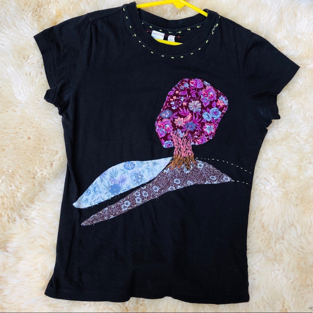๐ Free People boho tree flower t-shirt fashion tee top ๐ณ size small